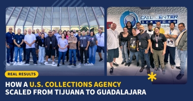 Bilingual nearshore debt collection agents at a CCSI call center in Mexico